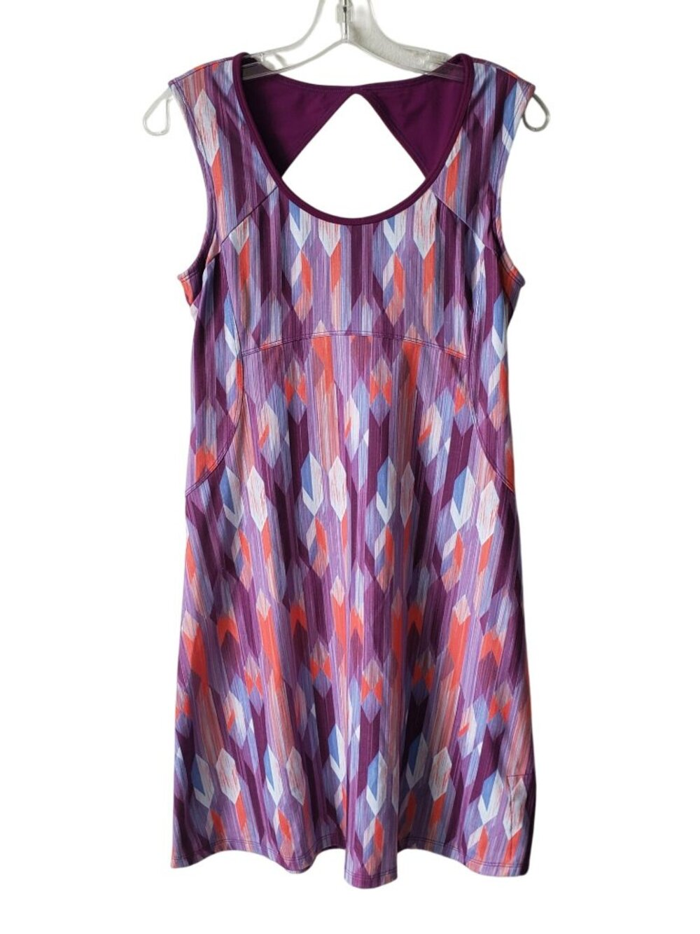Prana Purple Grapevine Calico Tennis Dress Shelf Bra Summer Workout Hiking Cute